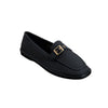 Perforated Buckle Loafers - Black