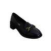 Horsebit Block Heel Loafers - Black