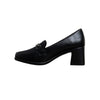 Chain Bit Block Heel Loafers - Black