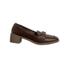 Horsebit Block Heel Loafers - Coffee