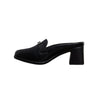 Buckle Block Heel Mules - Black