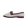 Perforated Buckle Loafers - Beige/Maroon