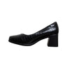 Croc-Embossed Block Heel Pumps - Black