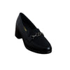 Chain Bit Block Heel Loafers - Black