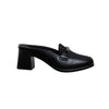 Buckle Block Heel Mules - Black