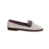 Perforated Buckle Loafers - Beige/Maroon