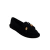 Suede Tassel Moccasins - Black