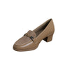 Bit Detail Block Heel Loafers - Khaki