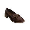 Horsebit Block Heel Loafers - Coffee