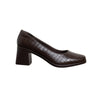 Croc-Embossed Block Heel Pumps - Coffee