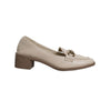 Horsebit Block Heel Loafers - Beige