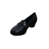 Woven Strap Wedge Loafers - Black