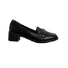 Horsebit Block Heel Loafers - Black