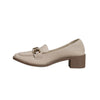 Horsebit Block Heel Loafers - Beige