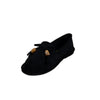 Suede Tassel Moccasins - Black