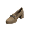 Chain Bit Block Heel Loafers - Coffee