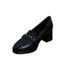 Chain Bit Block Heel Loafers - Black
