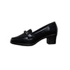 Bit Detail Block Heel Loafers - Black