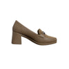 Chain Bit Block Heel Loafers - Coffee
