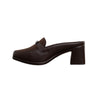 Buckle Block Heel Mules - Coffee