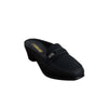 Strap Detail Wedge Mules - Black