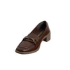 Horsebit Block Heel Loafers - Coffee